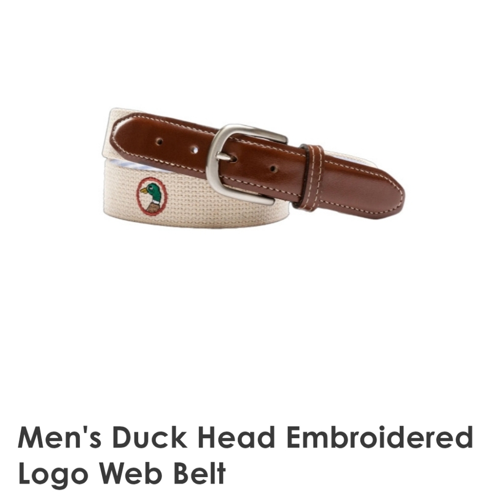 Duck Head Men's Embroidered Mallard  Logo Belt in  With Brass Buckle Size 42